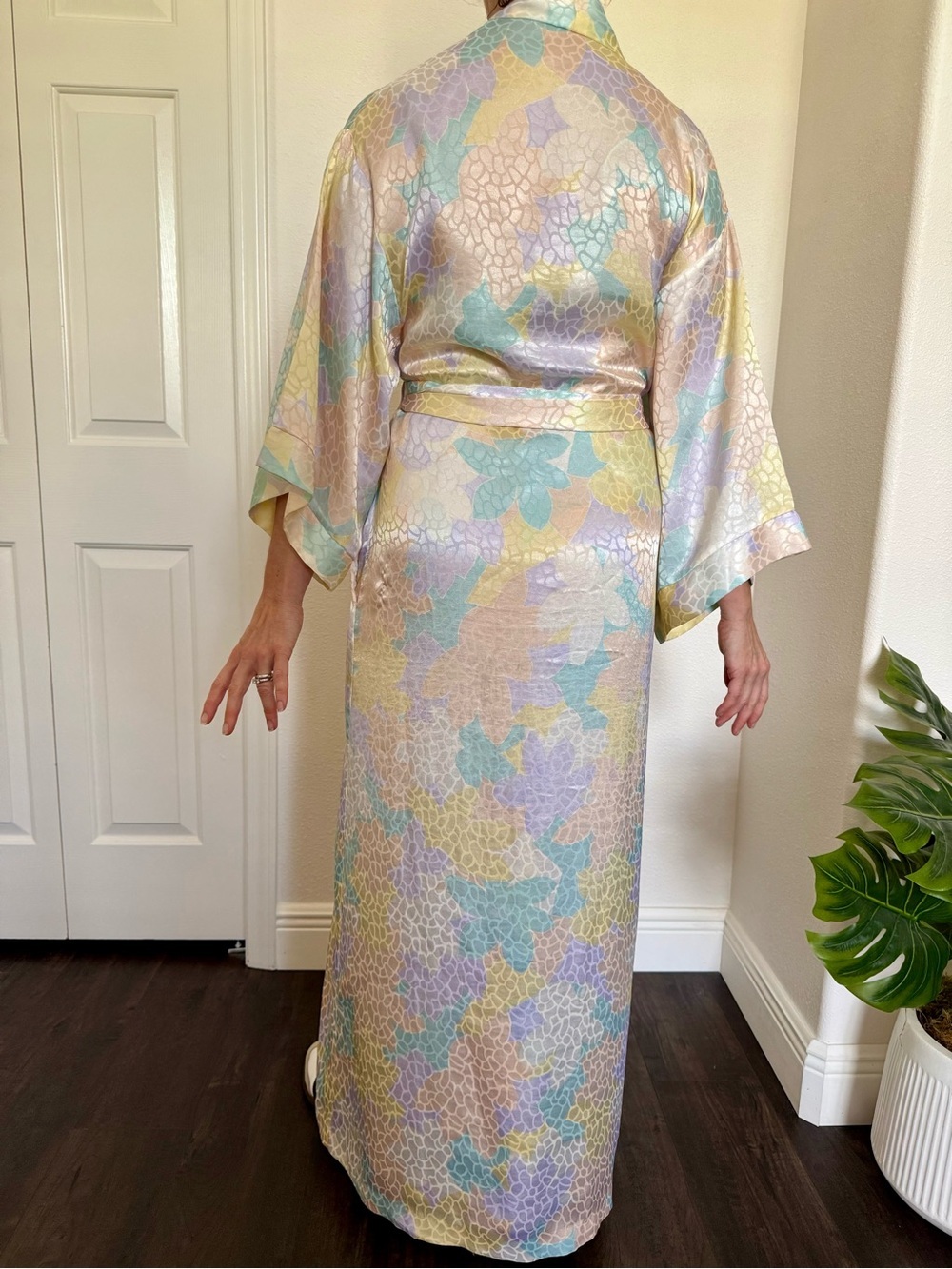 Vintage Georgette Trabolsi Maxi Slip Robe Set Coquette Cottagecore L - Picture 7 of 16
